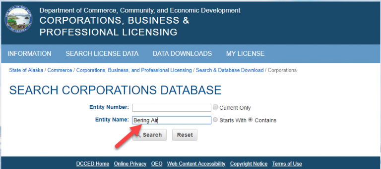 Alaska Business Name Search