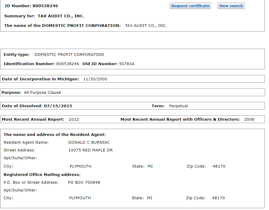 Michigan Business Entity And Corporation Search Mi Secretary Of State Sos
